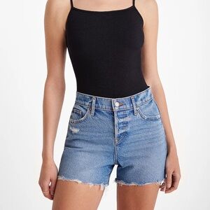 Express Mid Rise Medium Wash Raw Hem
Distressed Jean Shorts